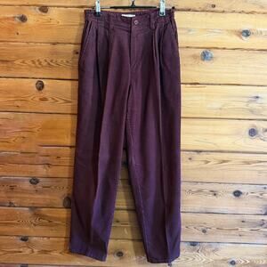 LL Bean Vintage Red Corduroy Womens pleated pants Size 4